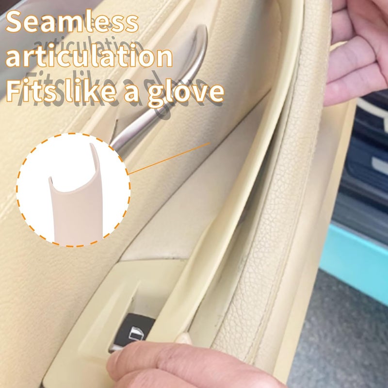 BJchiwu 7pcs No-Remove Interior Door Pull Handle Sticky Cover for BMW 5 Series F10/F11 520,523,525,528,530,535 (2010-2016) Fits Driver & Passenger Side Window Switch Armrest Panel (Beige) - Image 4
